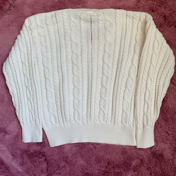 Alain Manoukian Cable Knit White Sweater sz S - Picture 3 of 6
